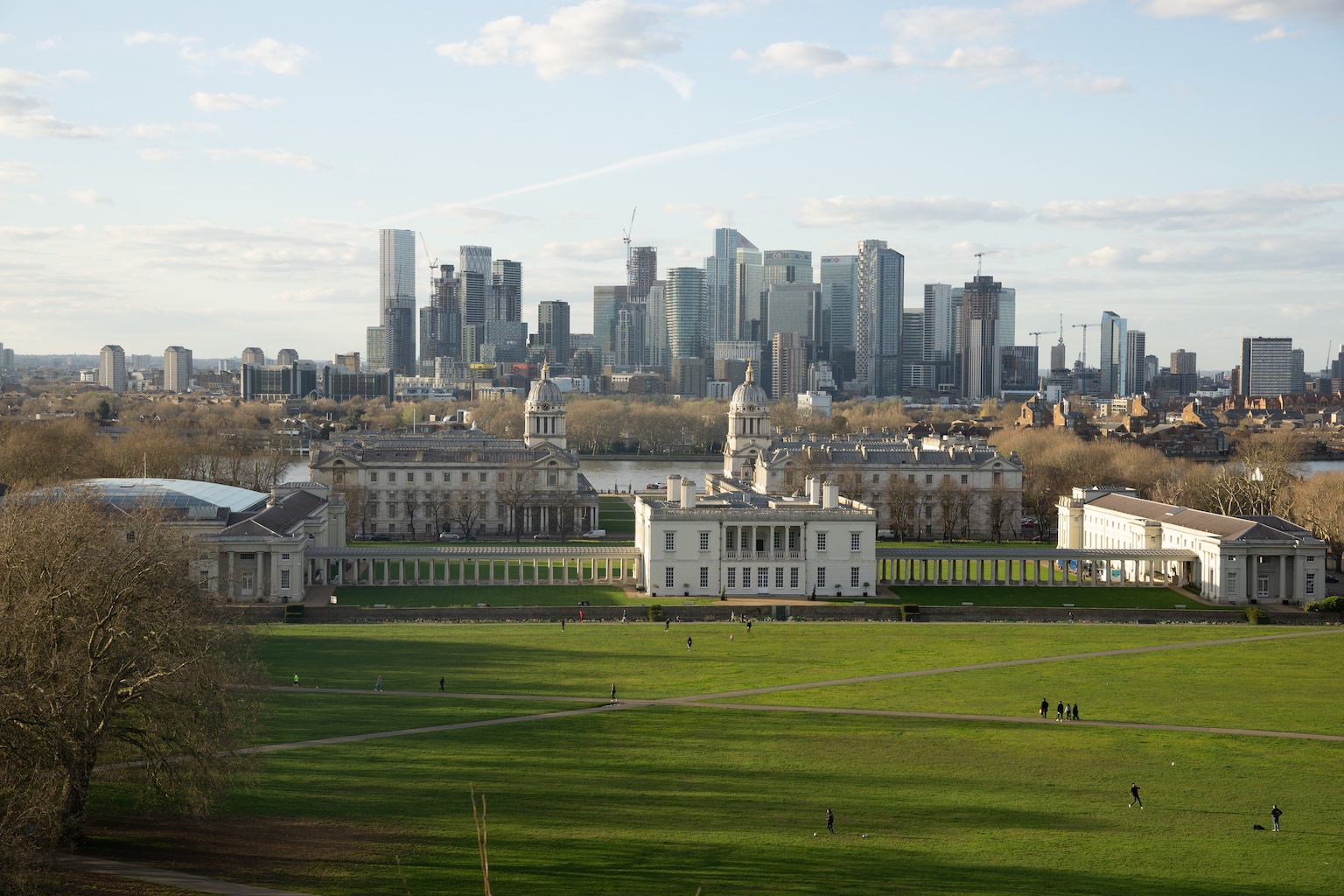 The view from Greenwich Observatory to Canary Wharf